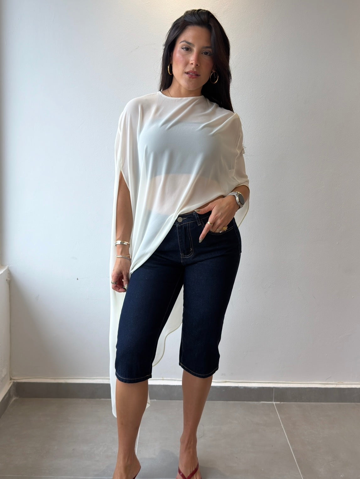 Dark Denim Capri Jeans