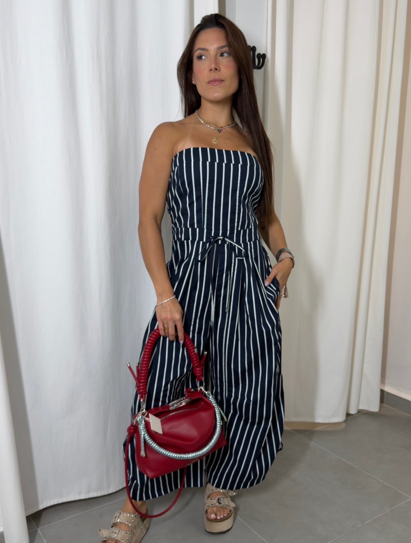 Striped Barrel Jumpsuit
