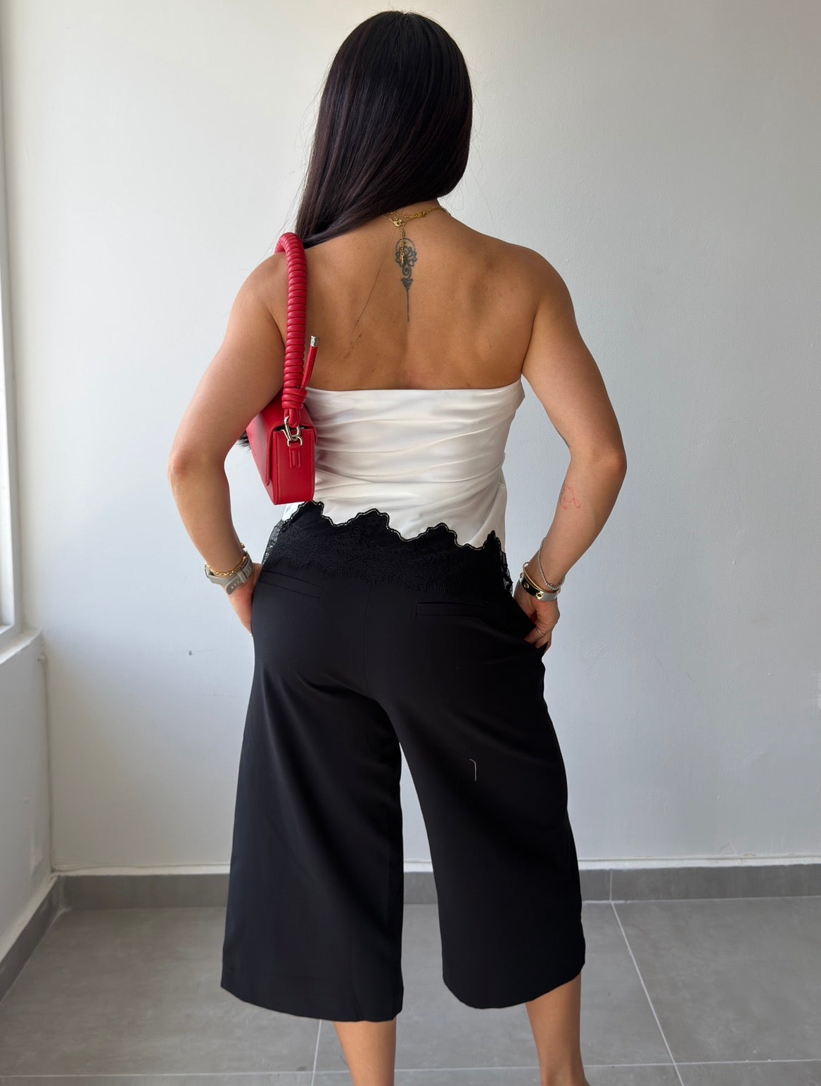 Satin Lace Tube Top (White)
