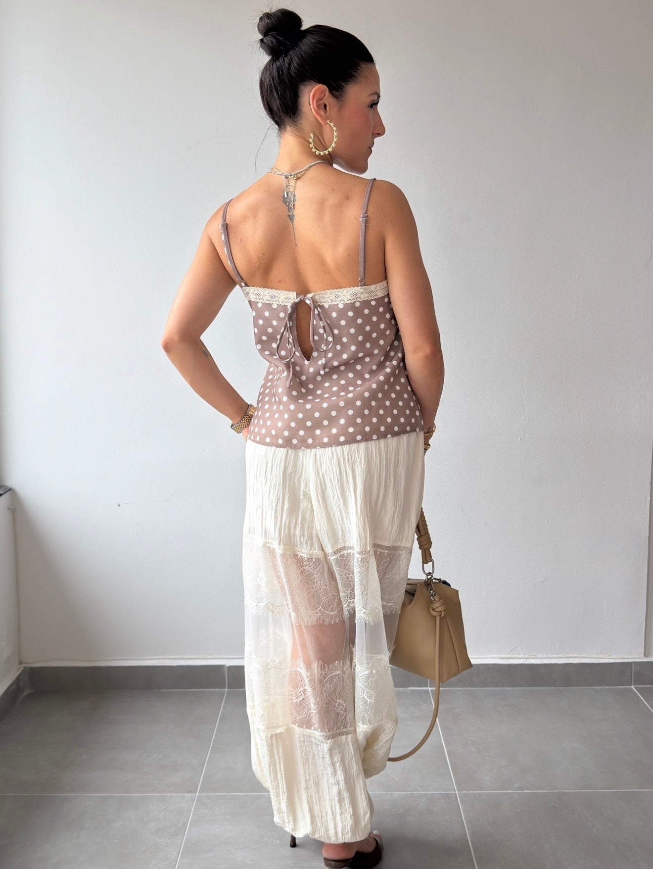 Polka Front Tie Top